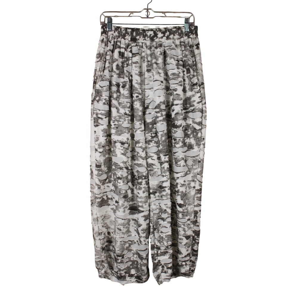 Bar III Casual Loungewear Boho Streetwear Gray White Camo Barrel Leg Pants 6
